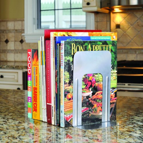 STEELMASTER Deluxe Steel 9 Inch Bookends, 1 Pair, Silver (241009150)