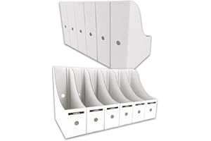 HUAPRINT Magazine File Holder(12 Pack,White)-Folder Holder,Desk File Organizer,Document Holder Box,Magazine Storage Box,With Labels