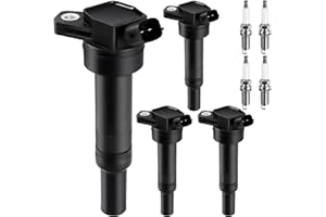 GYBENZI 4pcs Ignition Coil & Spark Plug Fit for Hyundai Elantra Tucson Kia Soul Forte 1.8L 2.0L L4 2012 2013 2014 2015 2016 Coil Pack Replaces# C1804 UF651 9723