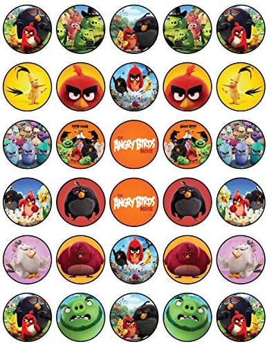 30 x Edible Cupcake Toppers – Angry Birds Themed Collection of Edible Cake Decorations | Uncut Edible Prints on Wafer Sheet