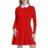 Women Casual Dress Peter Pan Collar Long Sleeve Classic Gothic Dresses