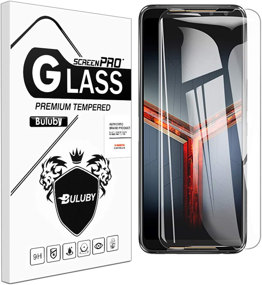 [3 Pack] Buluby for Asus ROG Phone 2 / ROG Phone II (ZS660KL) Screen Protector,Premium Tempered Glass HD-Clear Anti-Scratch Case Friendly for ASUS ROG Gaming Phone II