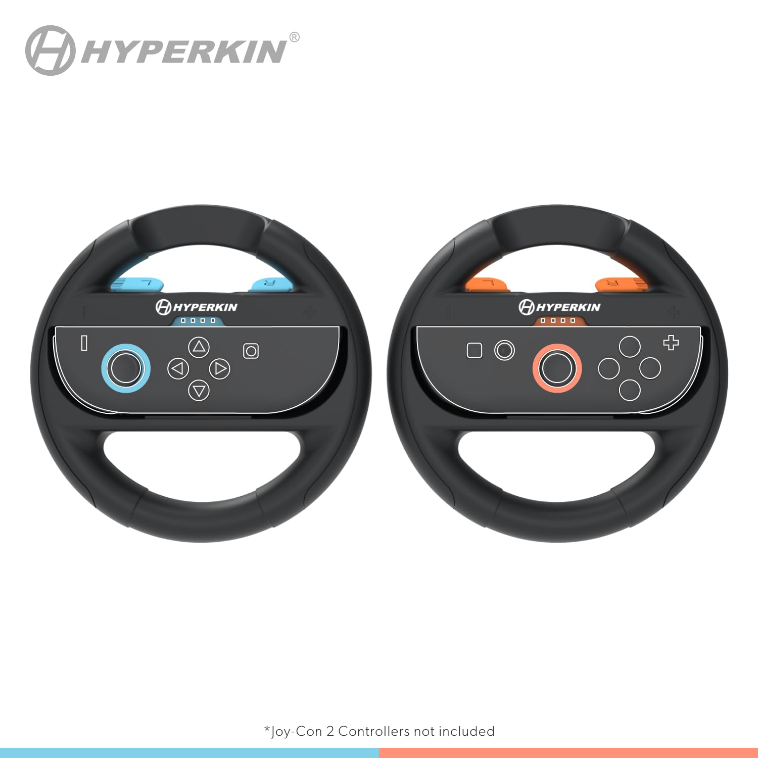 Hyperkin Joy-Ride Racing Wheel (2 Pack) for Nintendo Switch – Includes Orange & Blue Wheels, Switch Joy-Con Adapter, Ergonomic Grip, Compatible with Joy-Con and Joy-Con 2