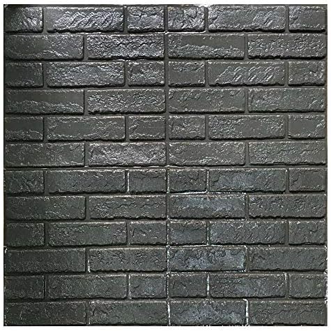 3D Brick Wallpaper, Removable Peal and Stick PE Foam Wall Sticker for Living Room Home Office sq ft 3.875/pcs 5 sheets dark grey