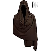 JEGERMIG Men‘s Renaissance Head Scarf Hood Shawl Shaman Hooded Cloak Cowl Post Apocalyptic Cape Cosplay Costume