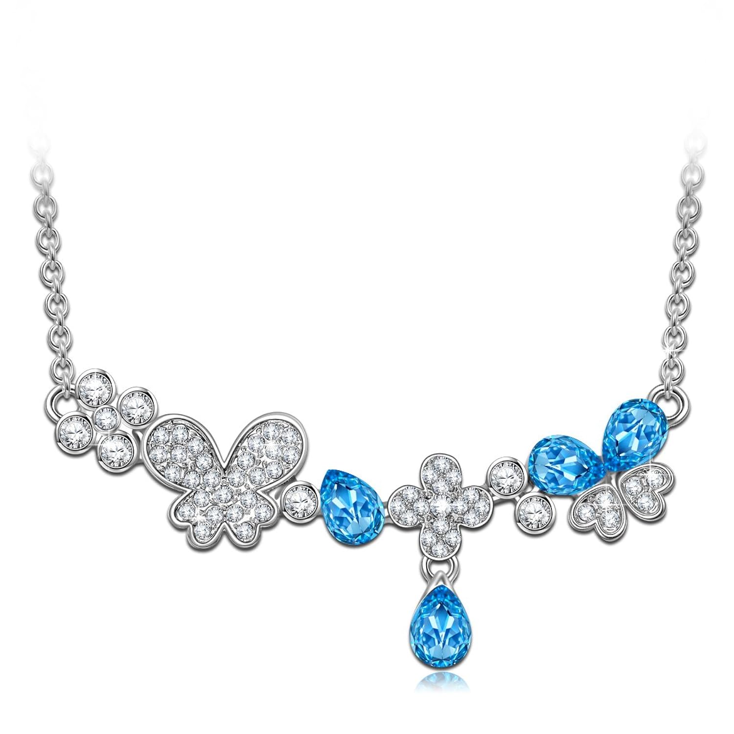 J NINA Morpho cypris aphrodite Hermoso Collar con Colgante de Mariposa fabricados