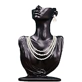 Papinimo Black Resin Jewelry Mannequin Bust Necklace Display Earring Pendant Chain Display Stand Model Holder for Shows Selling Home Decor