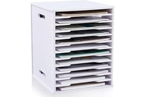 Scrapbook Paper Organizer, 12 Tier Desk Cardstock File Storage Case, Letter Mail Assembled Tray Storage Rack, Desktop Organiz