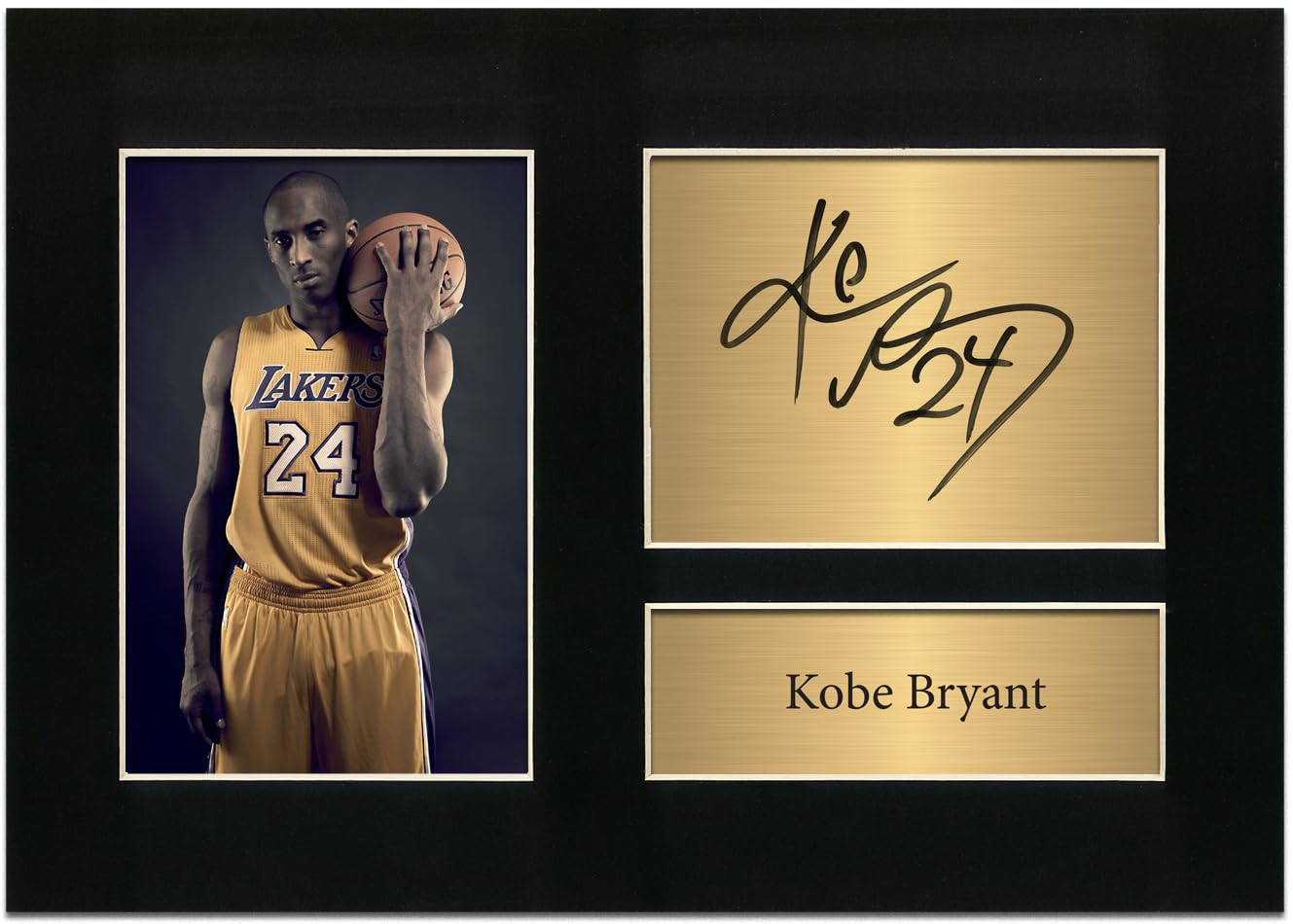 Zulu Image Kobe Bryant Basketball Player Signed A4 Printed Autograph Photo Reproduction Print Picture Signature Poster Black Mount Display Sports Wall Art Collectible No21