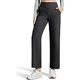 G4Free Ribbed Ankle Pants for Women 7/8 Length Wide Leg Yoga Pants with Pockets Casual Travel