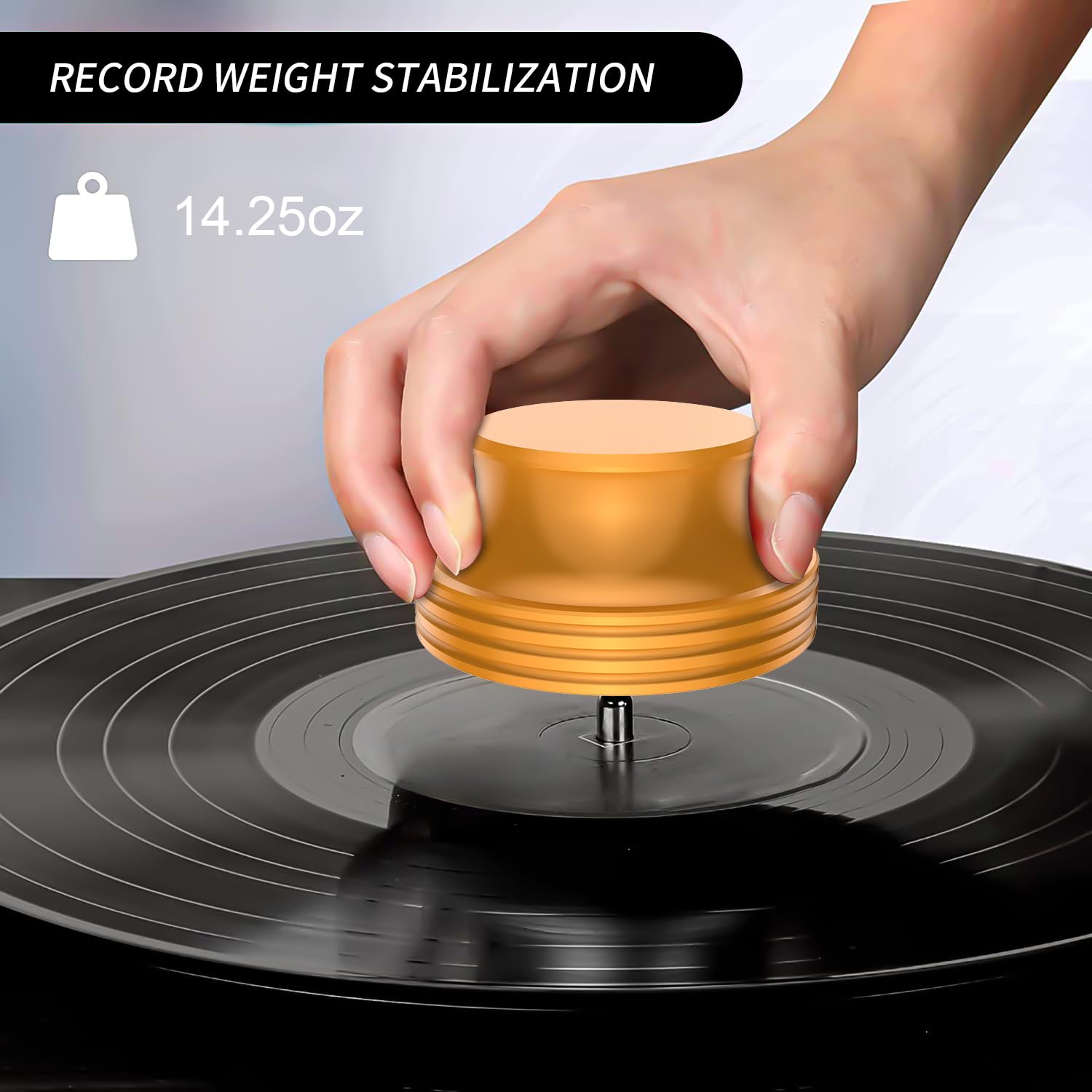 Tertullus Record Weight LP Vinyl Stabilizer Clamp 404g Turntable Weight Height 41mm Disc Stabilizer (Gold)