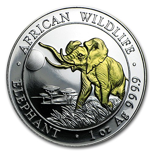 2016 Somalia 1 oz Silver Elephant (Gilded) 1 OZ Brilliant Uncirculated