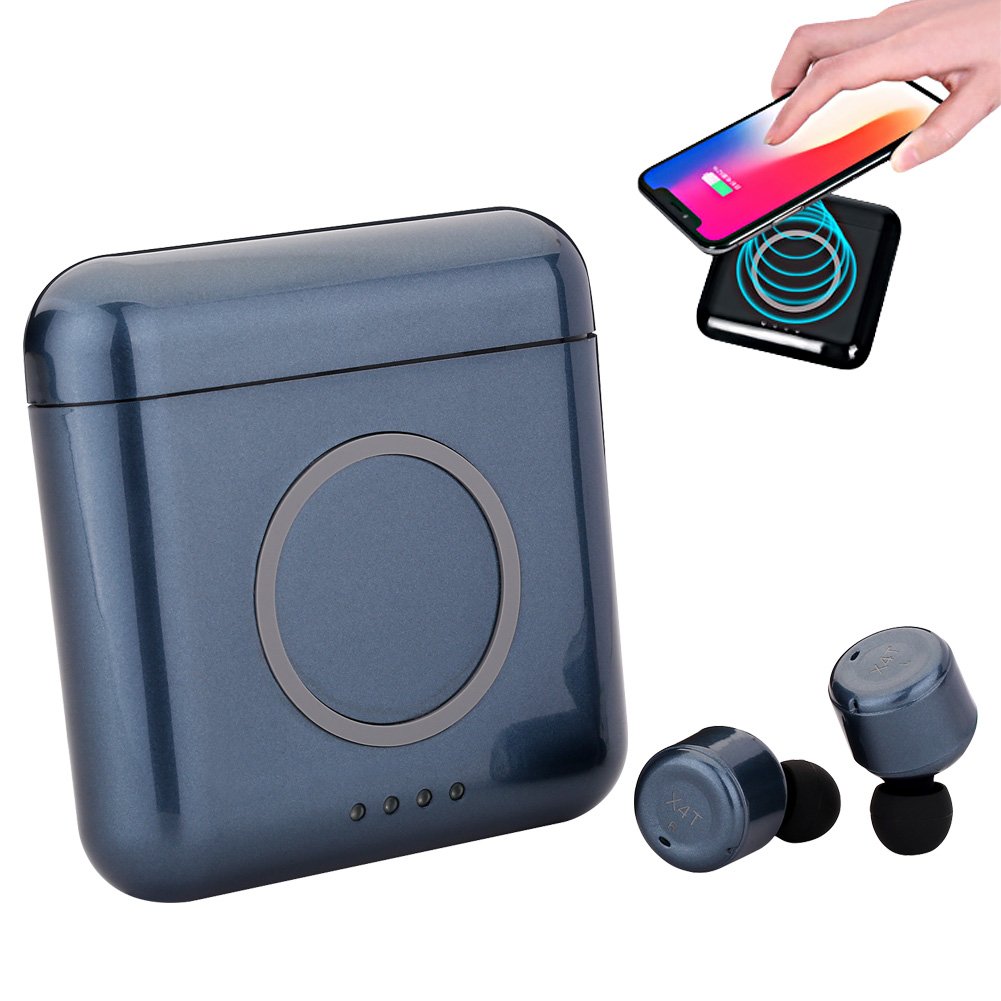 Bluetooth Headphones Wireless Earphones with Magnetic 5200mAh USB Power Bank Wireless Charging Case, Sensitive Touch Control Wireless Earbuds, In-Ear Stereo Headset for Samsung/ iPhone/ Android/ IOS (blue)