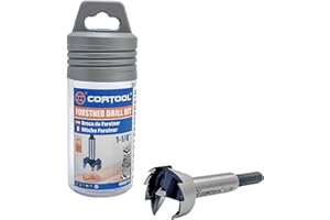 CORTOOL 1-1/8 Inch Forstner Drill Bit Hex Shank, Wood Drill Bit with Multi Sided Shank, Wood Drilling Forstner Bit (1 1/8 Forstner Bit)