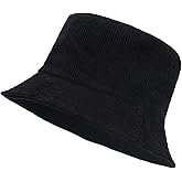 Corduroy Bucket Hat Adjustable Outdoor Sun Hat for Women Packed Reversible Beach Hats for Men Flat Top Cap for Travel