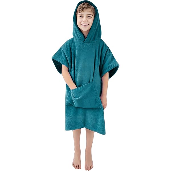 Kids' Zip-Up Hooded Swimsuit Cover-Up Dress - Absorbent Terry Towelling Beach Bathrobe For Girls