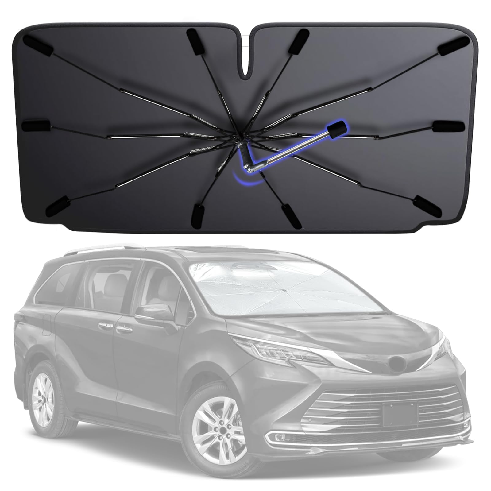 Photo 1 of [2025 Upgrade] Windshield Sun Shade Umbrella, Scratch-Free Car Sunshade for SUVs, Foldable Automotive Interior Sun Protection | Highly UV Block Coating Auto Heat Shield Accessories(XX-Large)