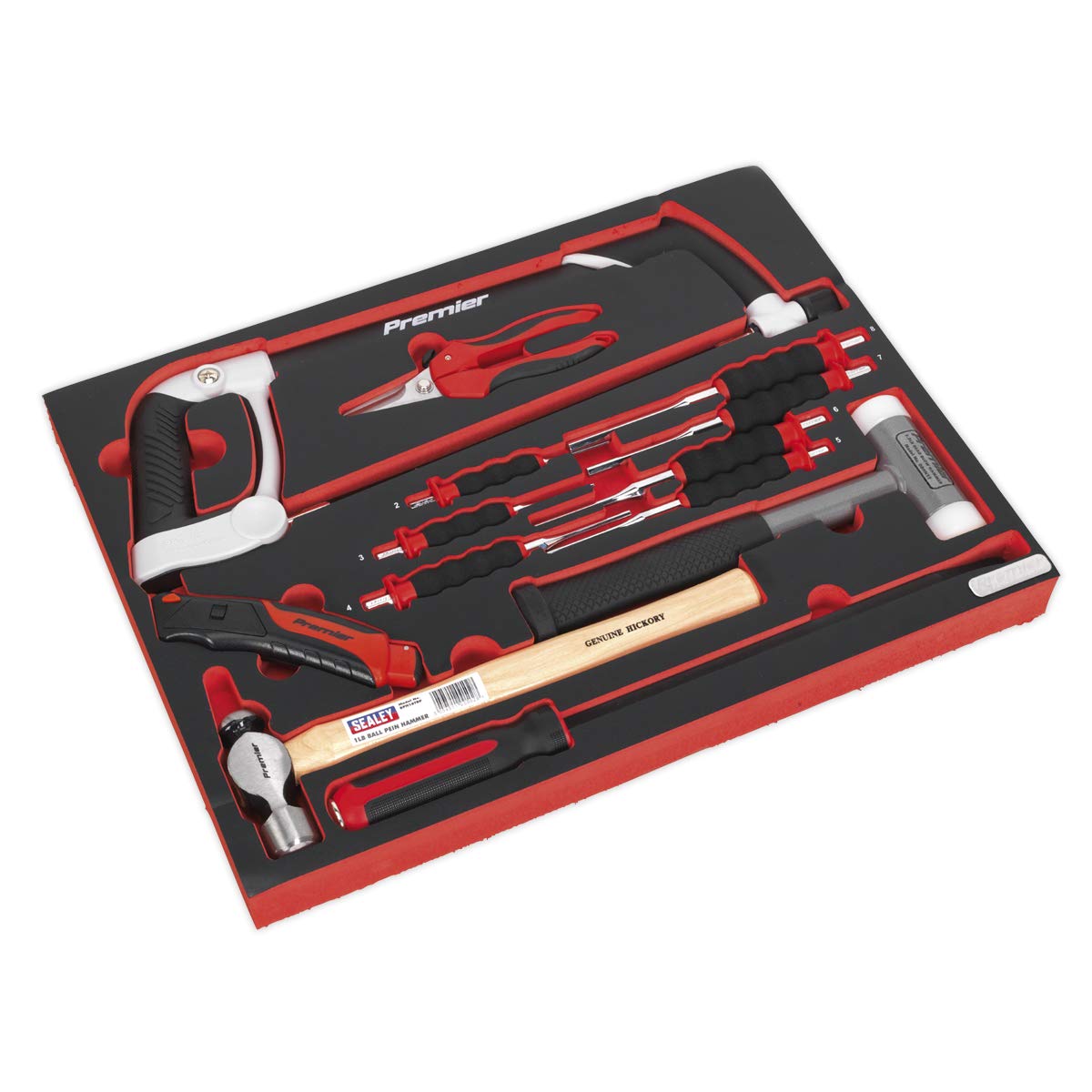Sealey Tbtp06Uk Tool Tray with Hacksaw, Hammers & Punches 13Pc