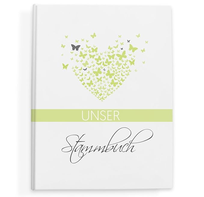 bigdaygraphix Stammbuch der Familie Familienstammbuch butterflyheart grün