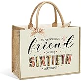 NBIAN Jute Canvas Tote Bag for Women - 40th 50th 55th 60th 65th 70th 75th 80th Birthday, Mother's Day, Christmas Gift