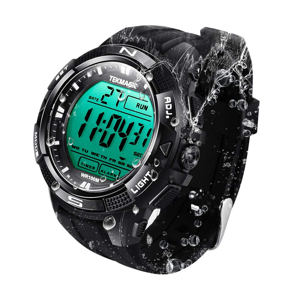 BANGLIN 10 ATM Water Resistant Digital Sports Diving Watch with Alarm and Stopwatch Functions, Support Dual Time Zone Display, Timer Count Down, 12/24 Hour Format