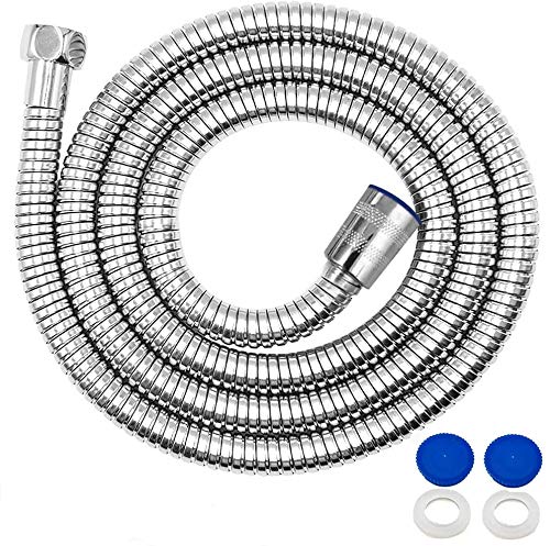 Shower Hose 2m Extra Long, Stainless Steel Replacement Shower Hose Flexible Anti-Kink Universal G1/2 Fit for Shower Heads & Bath Taps