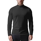 Zengjo Mens Mock Turtleneck Long Sleeve Shirts Thermal Baselayer Lightweight Athletic-Fit Undershirt for Cold Weather Sports