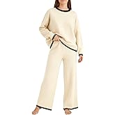 Simlakey Women 2 Piece Sweater Set Causal Lounge Set 2025 Stylish Long Sleeve Outfits Knit Matching Loungewear
