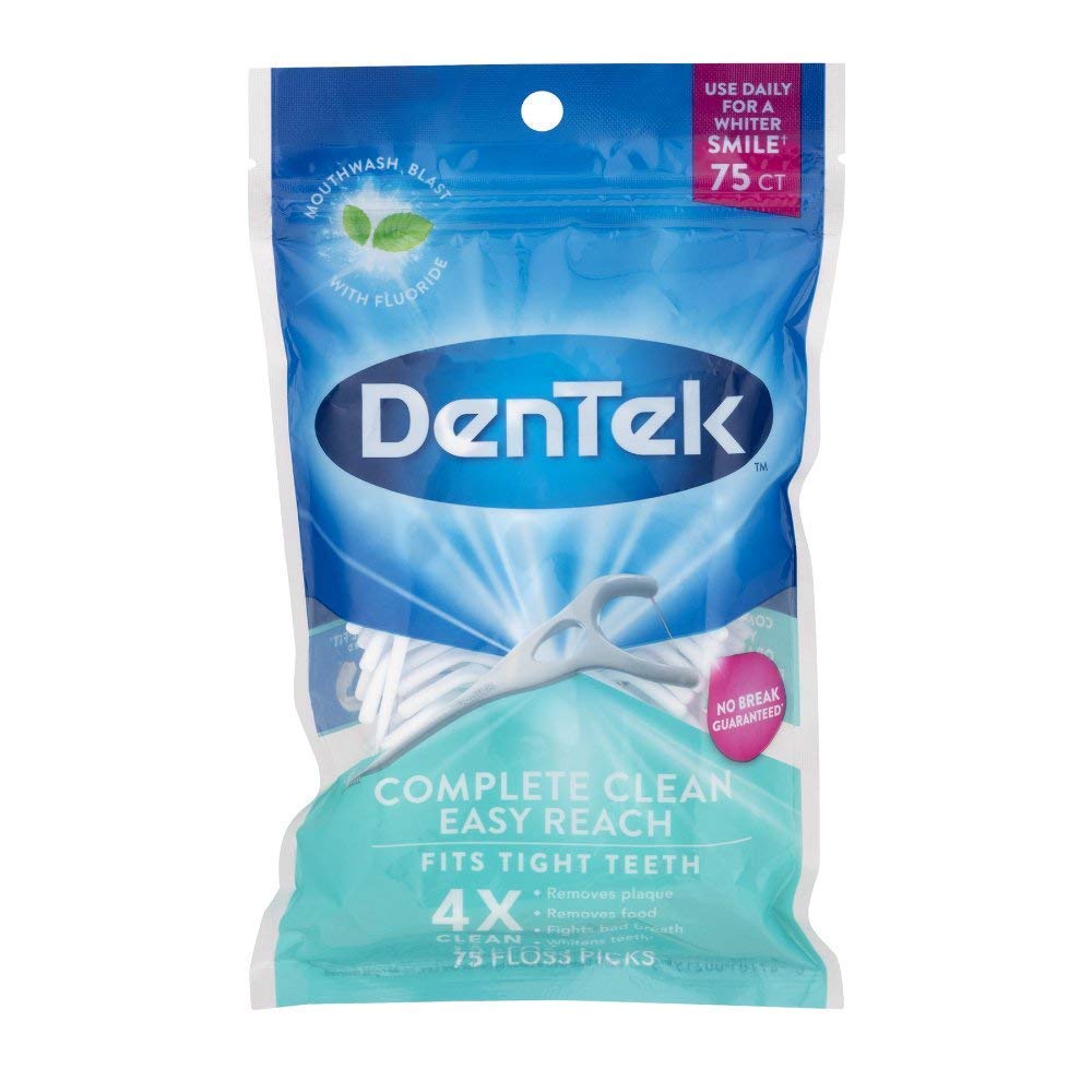 DenTek Complete Clean Fresh Mint Angled Floss Picks 75 ea (Pack of 11)