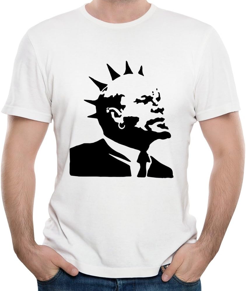 Funny JAY0 Men Bansky Punk Lenin T-Shirt