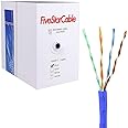 FiveStarCable Cat5e 1000 Ft. Ethernet 24AWG 4 Twisted Pair UTP Internet Network Router LAN IP Camera System Bulk Cable Wire Pull Box - Blue Color