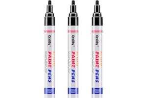 CRAIIBY Black Paint Markers, 3 Pack Oil-Based Waterproof Quick Dry Permanent Paint Pen Set for Rocks Painting, Wood, Fabric, Plastic, Canvas, Glass, Mugs, Metal, Tire, Stone, DIY Craft