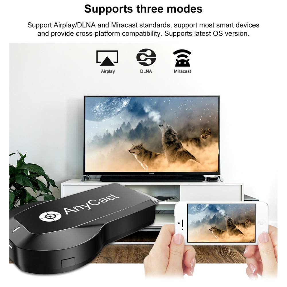 4K 1080P Wireless Display Receiver 5G/2.4G Dual Band, SmartSee WiFi HD Mobile Screen Cast Mirroring Adapter Dongle for iPhone Mac iOS Android to TV Projector Support Miracast Airplay DLNA