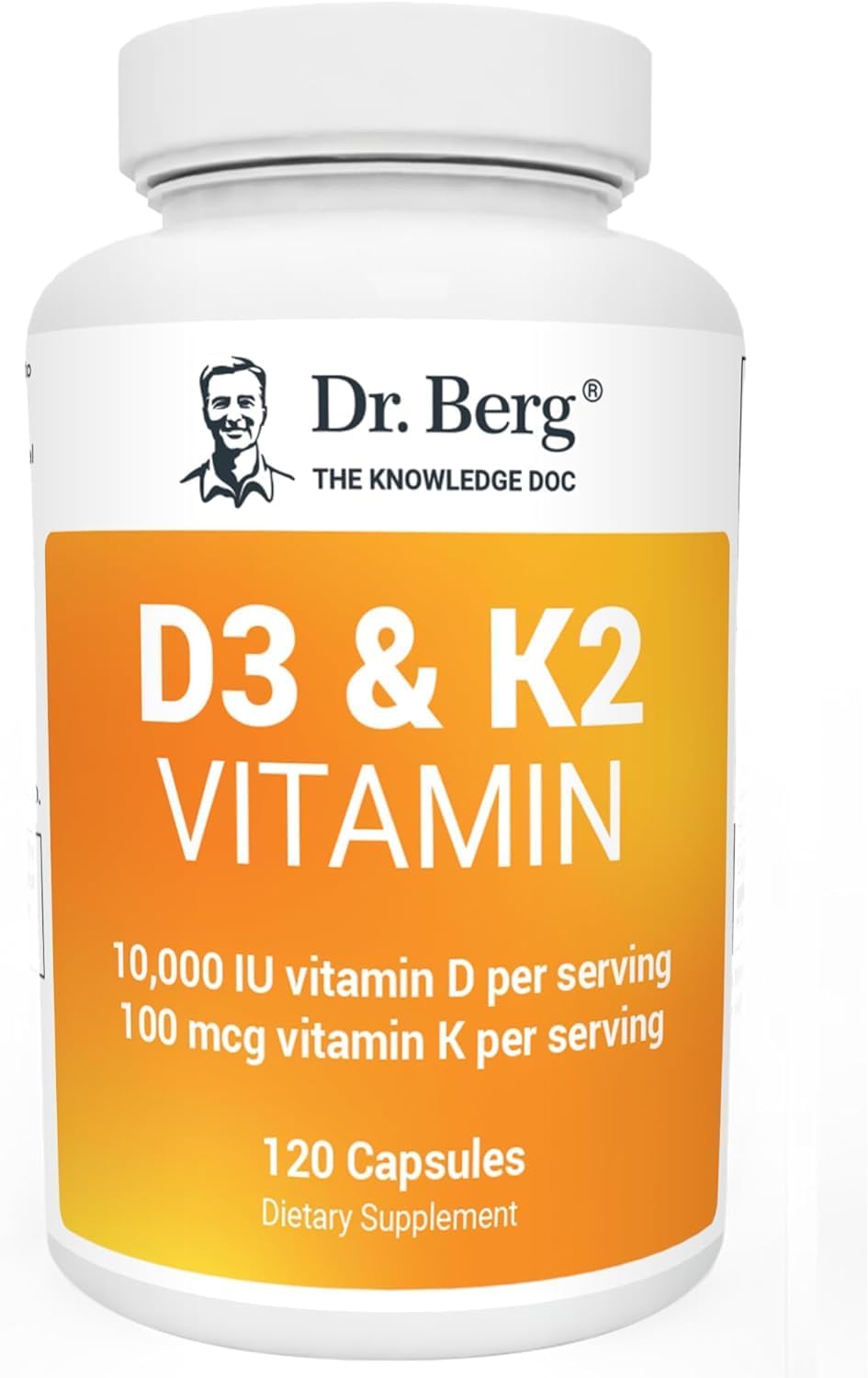 Dr. Berg Vitamin D3 & K2 With MCT Oil, Magnesium, Zinc – Bone Health, Immune Support, 120-600 Capsules