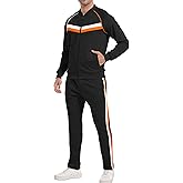 W JIANWANG Mens Tracksuit Sweatsuits 2 Piece Casual Jogging Warm Up Full Zip Athletic Long Sleeve Sets