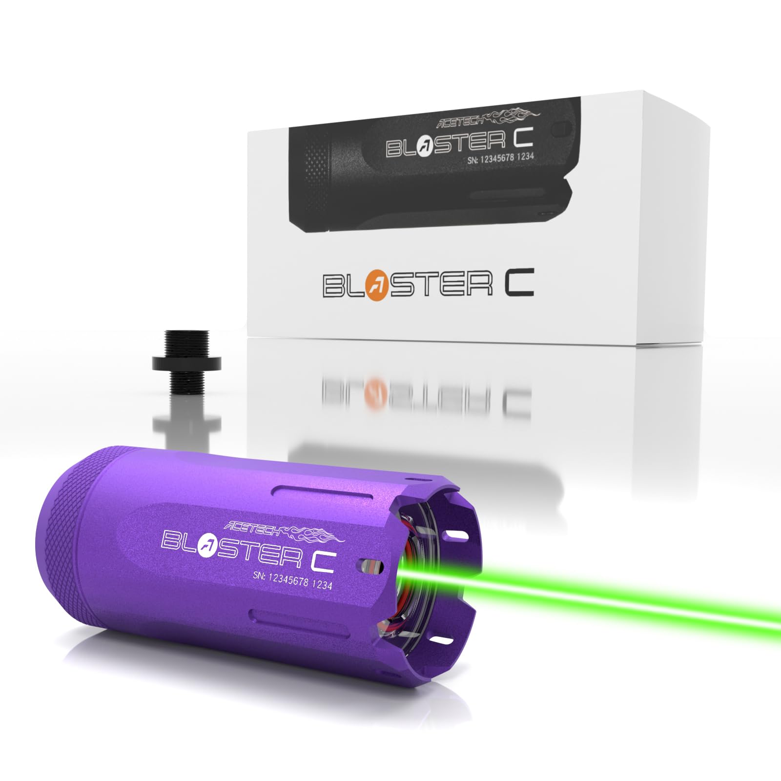 ACETECH Blaster C Tracer Unit 14mm CCW Negative Thread with M14 to M11 Adapter Compatible with Green and Gel BBs LED Beam and Flare Effect (Violet)