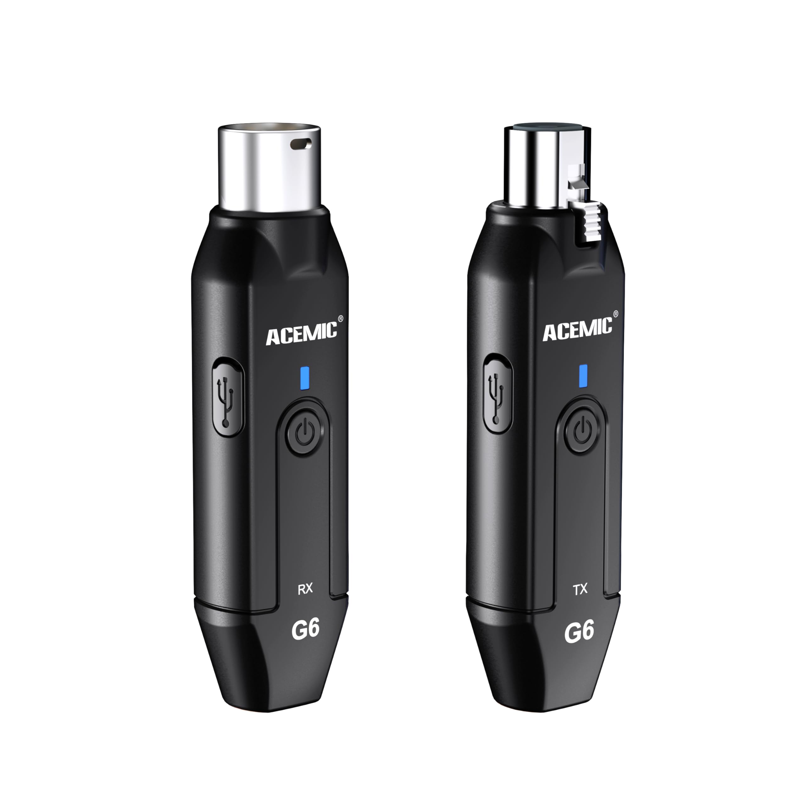 ACEMIC 2.4G Wireless Microphone Audio Transmitter and Receiver System Plug-on XLR Mic Adapter 6 Channels for Dynamic Mic, Audio Mixer, PA System, G6