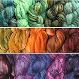 Needle Felting Roving Fiber for Felting Spinning Weaving Dryer Balls Soap Making and Embellishments. Color Sampler Pack of BFL Wool Hand Dyed in USA by Living Dreams. 3 Samplers