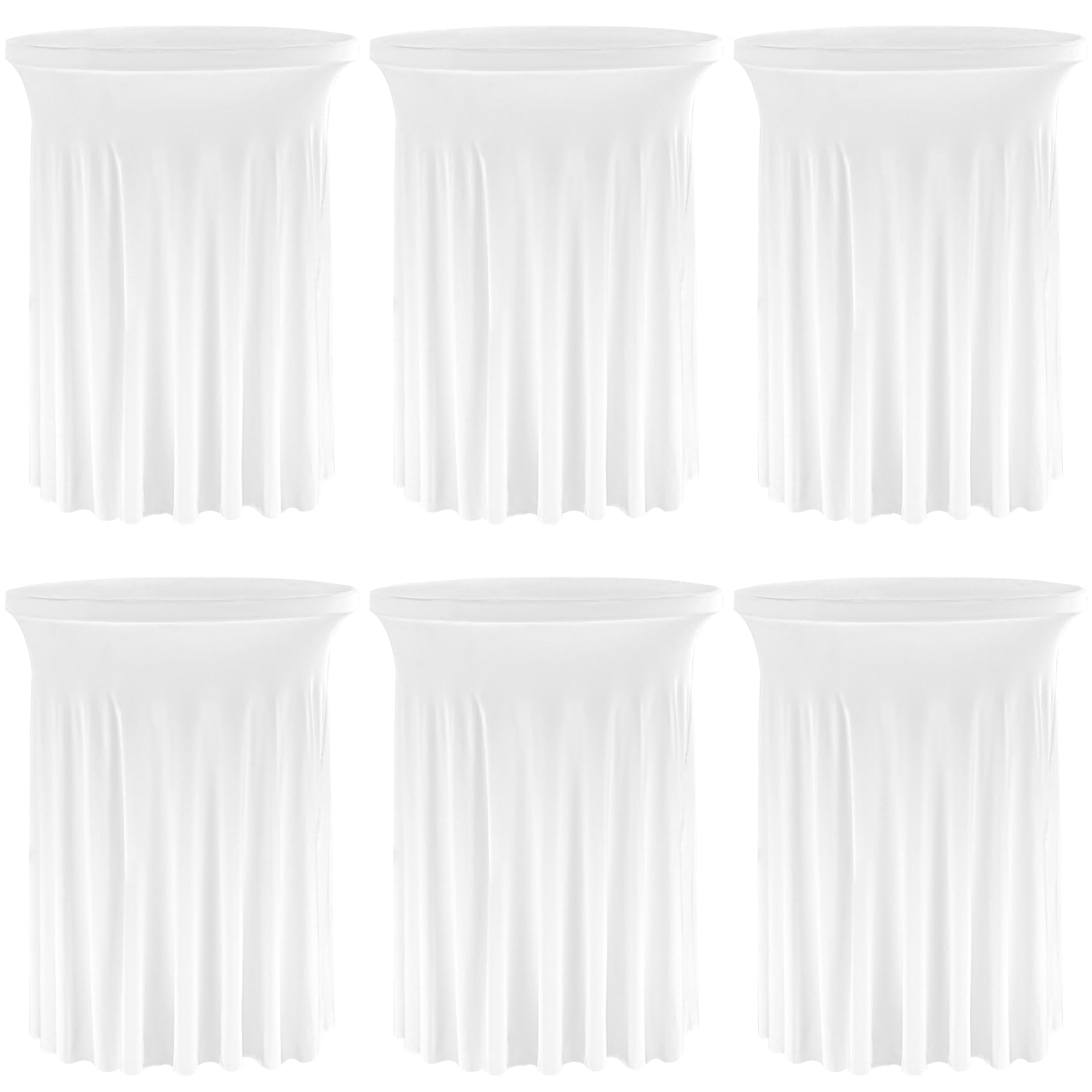Photo 1 of 4 Pcs only---Round Cocktail Tablecloth 32"x 43" Spandex Cocktail Table Skirt, Washable Stretch Fitted Table Covers for High Top Bar,Wedding,Party,Events (White)