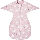insular Baby Transitional Swaddle with 2-Way Zipper Newborn Sleep Sack Arms Up Infant Sleeping Bag Wearable Blanket, Pink Swan, 0-3 Month