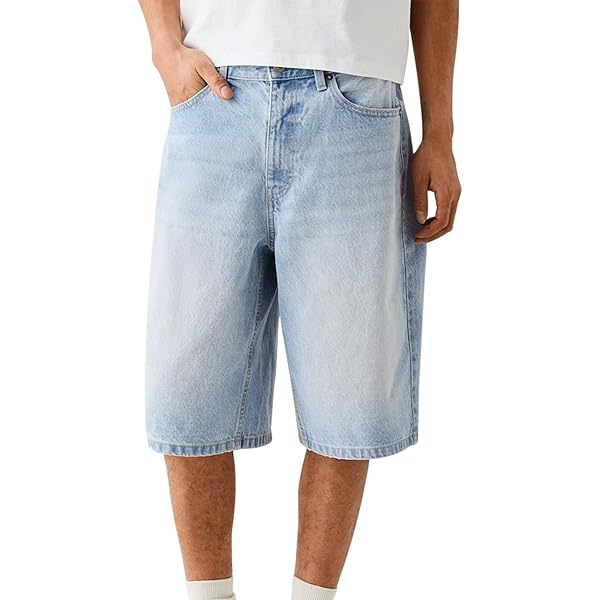 Covvoliy Baggy Jeans Shorts for Men Wide Leg Mid Jean Shorts