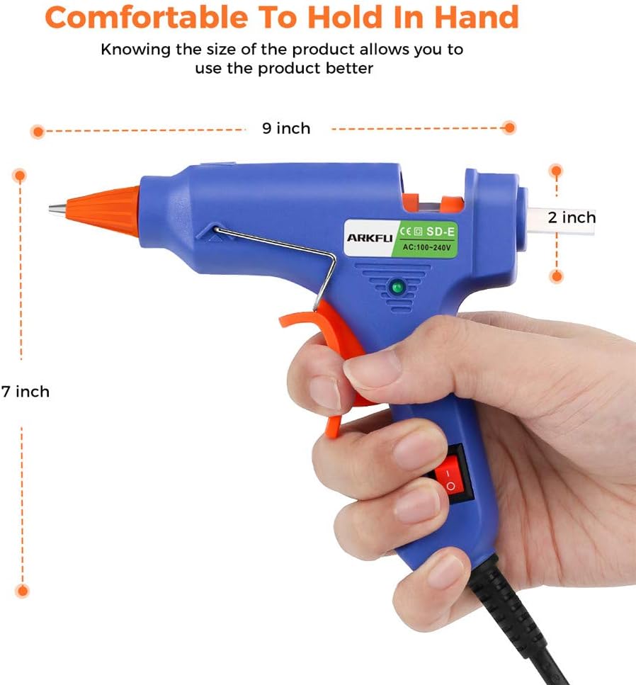 Hot Glue Gun, 20W Mini Hot Melt Glue Gun Set with 75pcs Glue Sticks and Carry Case for Packaging, DIY, Arts & Craft, Home Quick Repairs Etc(Blue)