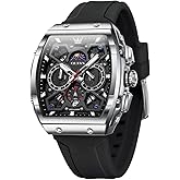 OLEVS Watches for Men Casual Luxury Large Face Multifunctional Chronograph Men's Watches Durable Silicone/Nylon Strap 3ATM Waterproof Men Watch Date Moon Phase Analog Quartz Watch Reloj para Hombre