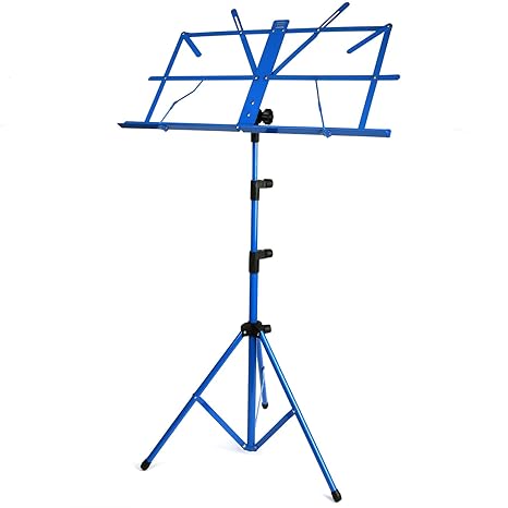 H&S® Dreibein-Notenständer (farbig, faltbar, inkl. Tragetasche) blau