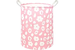 FXOCSHE Girls Laundry hamper,Portable foldable laundry basket,Baby Hamper for Nursery,Kids Toy Storage Organizer Bins,Girls Bedroom decor gift basket(Floral Pink)