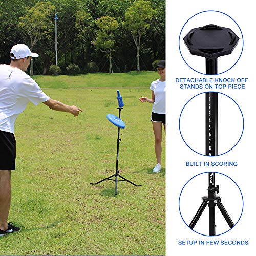 Beersbee Bottle Flying Disc Toss Game, Frisbee Game, Included Portable Carrying Bag, Flying Disc, Telescopic Poles & 2 Bottles, for Children, Teens, Adults, Outdoor Games, Yard Games, and Lawn Games!