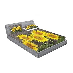 Ambesonne Sunflower Fitted Sheet & Pillow Sham