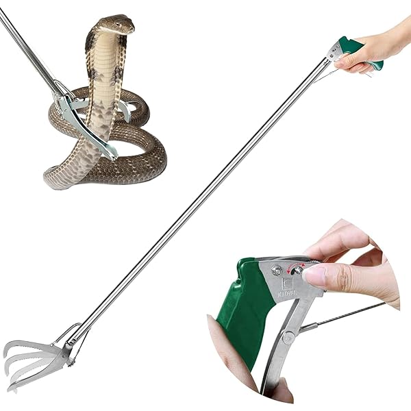 Qualirey Snake Catcher Net Rattlesnake Grabber Snake Grabber Tool Snake Handling Tools Telescopic Pole Stick With 16.2''-27.6'' Handle And 11.8'' Net Opening For Reptile Catch Snake Removing Catching