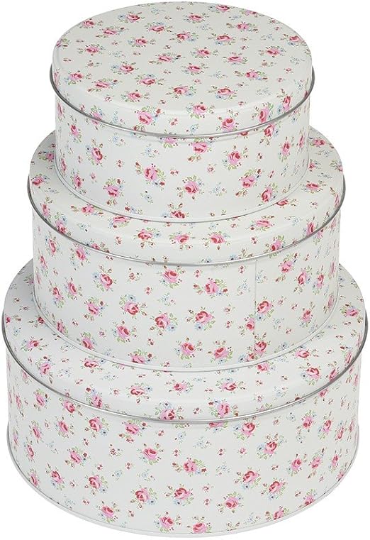 Set Of 3 Round Storage Cake Tins Choice Of Design (La Petite Rose
