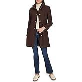 Calvin Klein Women's Faux Wool Coat – Long Button Front Dress Coat With Stand Collar